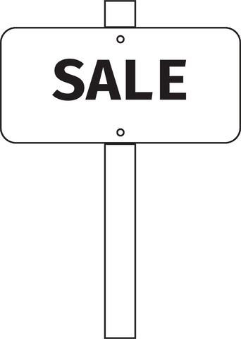 White sign with sale text on transparent background for marketing