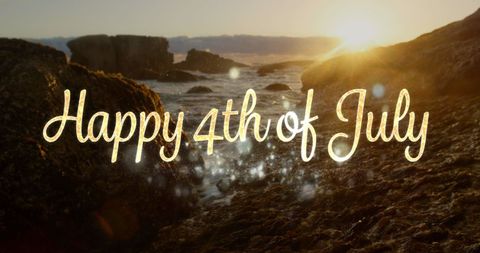 Happy 4th of July with Sunset Beach Background - Download Free Stock Images Pikwizard.com