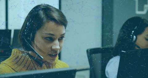 Customer support representatives in modern tech environment