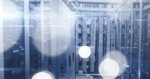 Futuristic data center with blade servers and advanced networking