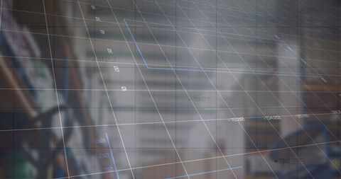 this image shows a digital overlay of financial data and graphs on a blurred warehouse background, symbolizing the integration of technology in trade and delivery services. suitable for illustrating concepts of modern logistics, business growth, and the impact of data-driven decisions in economic scenarios. perfect for use in presentations, articles, and reports focused on technology in logistics and trade industries.