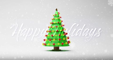 Festive Christmas Tree with Merry Holiday Message in Snow