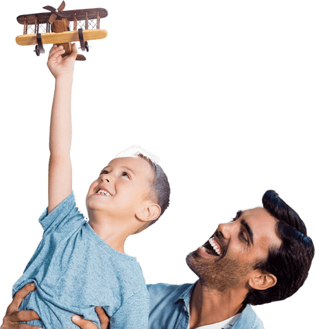 transparent happiness father holding son with toy plane - Download Free Stock Videos Pikwizard.com