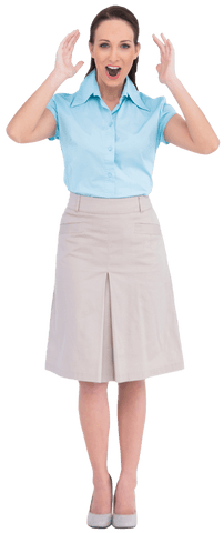 Caucasian Businesswoman Shouting Excitedly Transparent Background