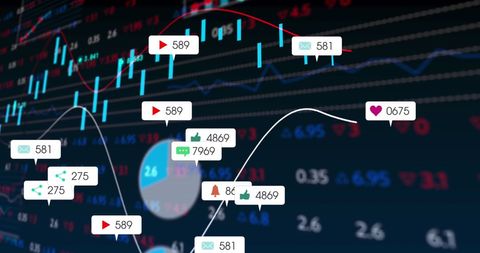 Digital Social Media Icons Amid Financial Data Visualization - Download Free Stock Images Pikwizard.com