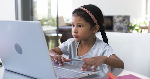 Young Girl Engaged in Online Learning on Laptop at Home - Download Free Stock Images Pikwizard.com