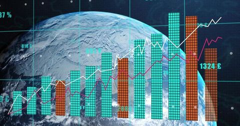 Futuristic Data Visualization Overlay on Earth