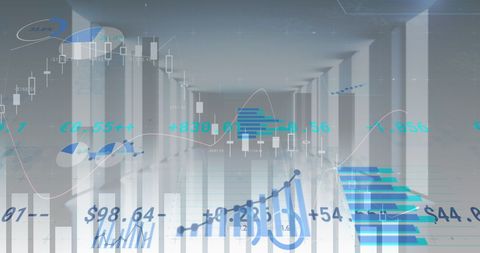 Financial Data Processing Overlay in Modern Server Room - Download Free Stock Images Pikwizard.com