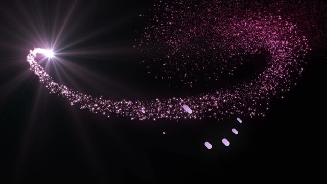 Sparkling trail of light curving across a black backdrop, creating a dynamic and dreamy effect. Perfect for adding a technological flair to digital projects, websites, or technology-themed content, and can also be used in promoting modern and innovative ideas.