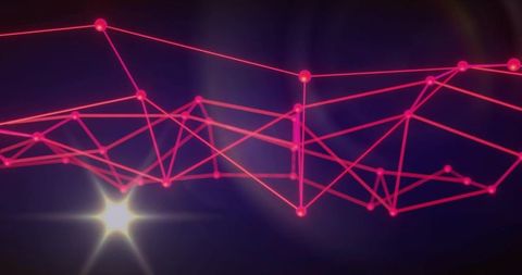 Neon-magenta network mesh connecting glowing nodes with futuristic wireframe flair