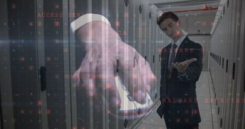 Virtual Data Interaction Businessman Surveillance Security Servers