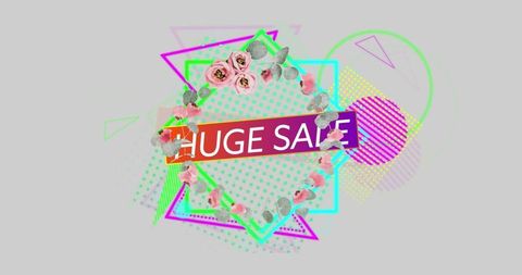 Huge Sale Abstract Design with Flowers and Vibrant Shapes