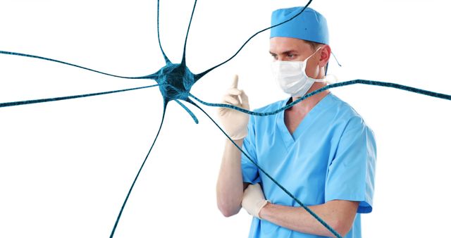 Medical Professional in Blue Scrubs Analyzing Neural Network - Download Free Stock Images Pikwizard.com