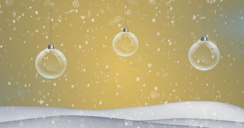 Snow Falling on Festive Baubles in Winter Wonderland - Download Free Stock Images Pikwizard.com