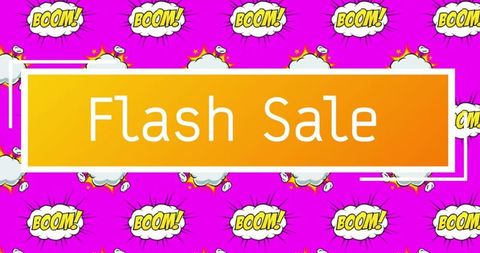 Bright comic style flash sale announcement with explosive pop art design