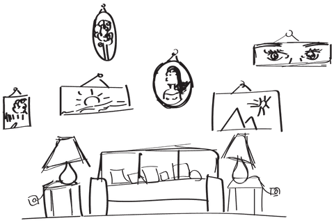 digital illustration transparent room with sofa and lamps - Download Free Stock Videos Pikwizard.com