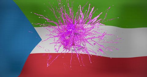 Fireworks Burst Over Flag of Equatorial Guinea