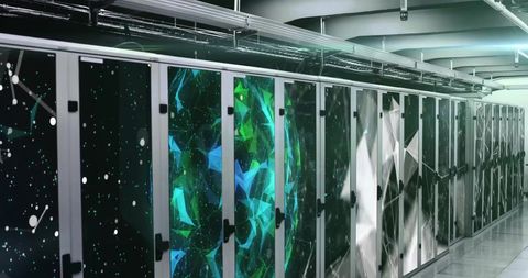 Futuristic Data Center with Cybersecurity Interface Elements - Download Free Stock Images Pikwizard.com