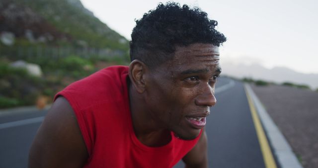 Exhausted Black Man Taking Break During Outdoor Run - Download Free Stock Images Pikwizard.com