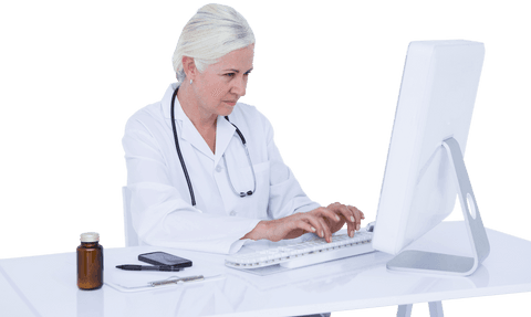 transparent professional doctor typing on computer at desk - Download Free Stock Videos Pikwizard.com