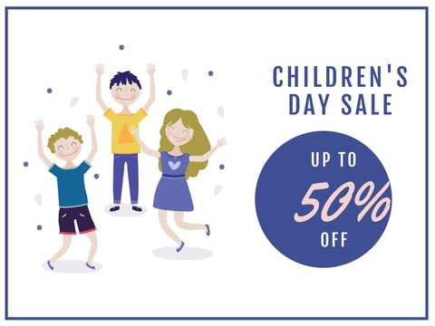 Children's Day Sale Advertisement with Excited Cartoon Kids - Download Free Stock Templates Pikwizard.com