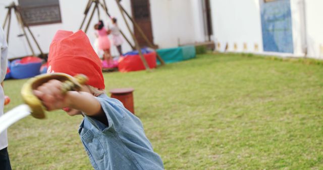 Young Child Playing Pirates in Outdoor Playground - Download Free Stock Images Pikwizard.com