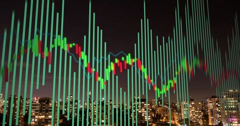 Digital Financial Data Over Urban Night Skyline - Download Free Stock Images Pikwizard.com
