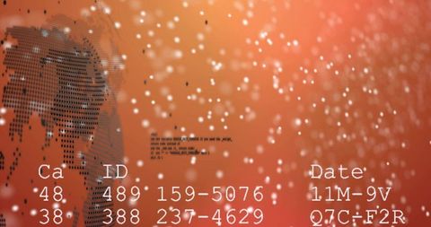 Abstract digital globe emitting floating data particles and code error overlay
