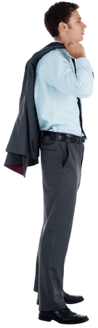 Serious Businessman Holding Jacket Side View Transparent PNG