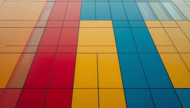 Vibrant colorful facade with geometric architectural design