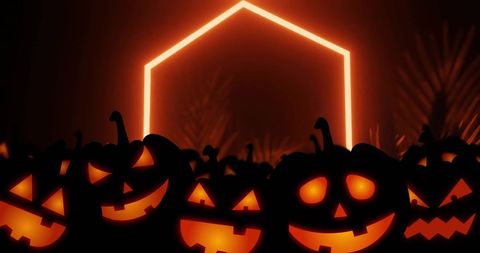 Glowing Jack-o'-Lanterns with Neon Light for Halloween