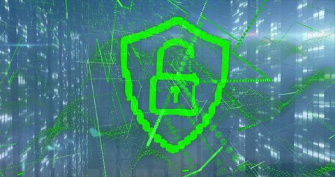 Digital Cybersecurity Lock and Shield in Futuristic Abstract Background - Download Free Stock Images Pikwizard.com