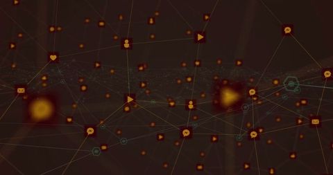 Interconnected Network of Digital Communication Icons on Dark Background - Download Free Stock Images Pikwizard.com