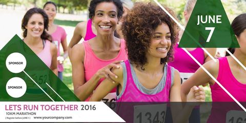 diverse runners celebrating 10k marathon in bright colors - Download Free Stock Templates Pikwizard.com