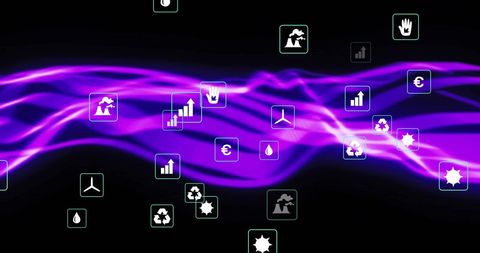 Finance and Sustainability Icons on Vibrant Purple Background - Download Free Stock Images Pikwizard.com