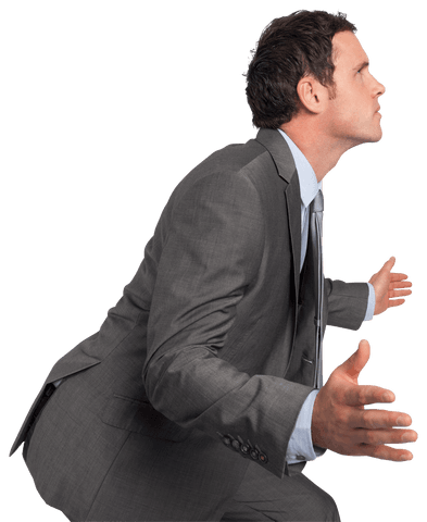 Confident Businessman Striking a Power Pose on Transparent Background