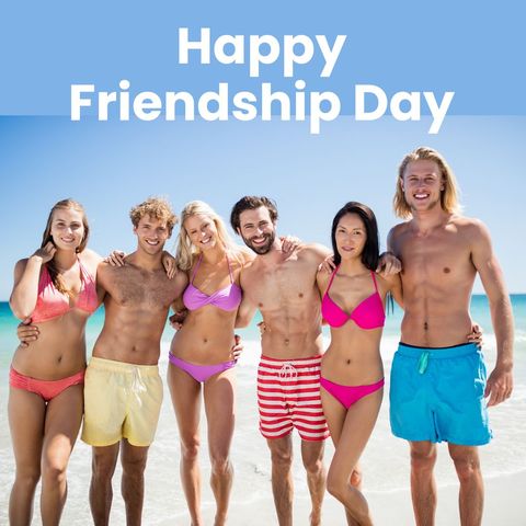 Diverse Friends Celebrating Friendship Day at Sunny Beach