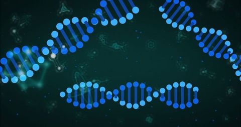 Abstract Digital DNA Helix on Futuristic Green Background