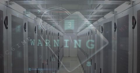 Cyber Attack Warning in Data Center with Virtual Overlay - Download Free Stock Images Pikwizard.com