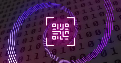Digital QR Code Innovation Over Binary Background - Download Free Stock Images Pikwizard.com