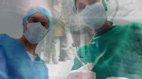 Surgeons Performing Surgery with Ghostly Overlaid Figures