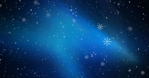 Snowflakes Falling on Vibrant Blue Background