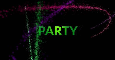 Colorful Party Concept with Light Trails and Bold Text