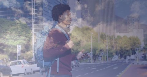 Double Exposure: Businessman and Cityscape