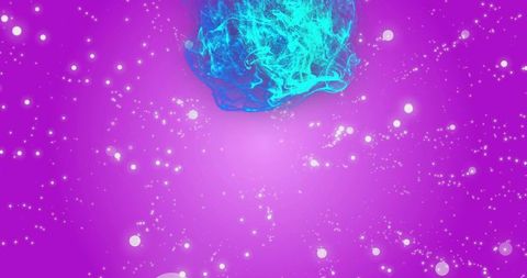 Drifting cyan-teal nebula glowing above magenta starfield with sparkling bokeh lights