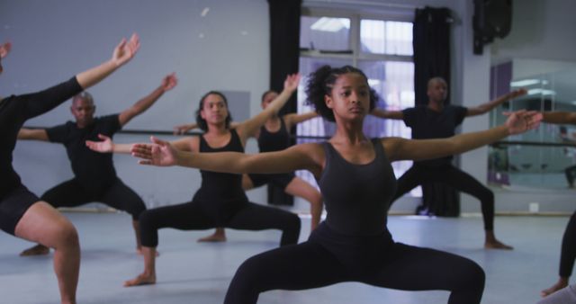 Diverse Group Practicing Ballet Class Dance Studio - Download Free Stock Images Pikwizard.com