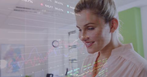 Professionally Confident Businesswoman Analyzing Stock Market Data