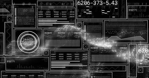 Tiled Dashboard Cluster Displaying Binary Data, Circular Gauge and Analytics Panels
