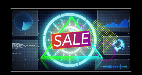 Futuristic Digital Sale Announcement with Data Visualization Elements
