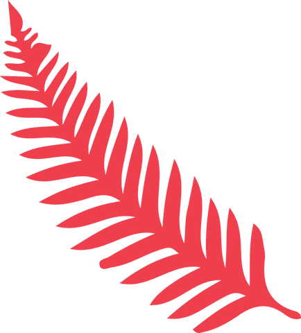 Flat design red fern frond silhouette on transparent background